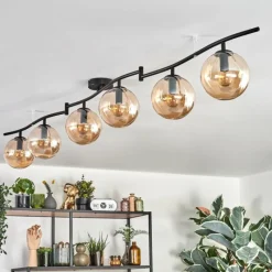 hofstein Gastor Plafonnier, Boule lumineuse Ambre, 6 lumières