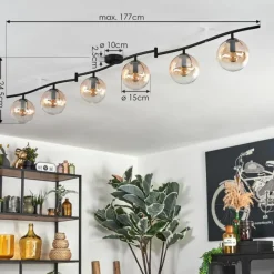 hofstein Gastor Plafonnier, Boule lumineuse Ambre, Clair, 6 lumières