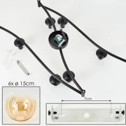 hofstein Gastor Plafonnier, Boule lumineuse Ambre, Clair, 6 lumières