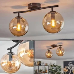 hofstein Gastor Plafonnier, Boule lumineuse Ambre, 2 lumières