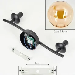 hofstein Gastor Plafonnier, Boule lumineuse Ambre, 2 lumières