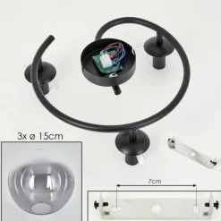 hofstein Gastor Plafonnier, Boule lumineuse Clair, Fumé, 3 lumières