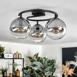 hofstein Gastor Plafonnier, Boule lumineuse Clair, Fumé, 3 lumières