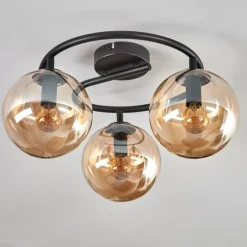 hofstein Gastor Plafonnier, Boule lumineuse Ambre, 3 lumières