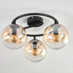 hofstein Gastor Plafonnier, Boule lumineuse Ambre, Clair, 3 lumières