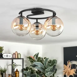 hofstein Gastor Plafonnier, Boule lumineuse Ambre, Clair, 3 lumières