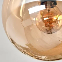 hofstein Gastor Plafonnier, Boule lumineuse Ambre, Fumé, 4 lumières