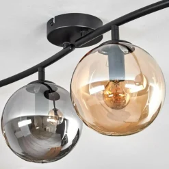 hofstein Gastor Plafonnier, Boule lumineuse Ambre, Fumé, 4 lumières