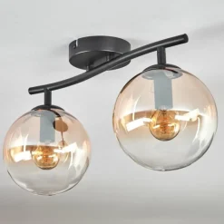 hofstein Gastor Plafonnier, Boule lumineuse Ambre, Clair, 2 lumières
