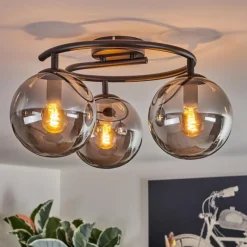 hofstein Gastor Plafonnier, Boule lumineuse 37 cm Fumé, 3 lumières