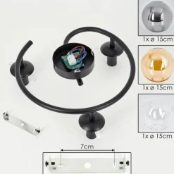 hofstein Gastor Plafonnier, Boule lumineuse 37 cm Ambre, Clair, Fumé, 3 lumières