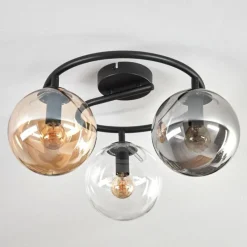 hofstein Gastor Plafonnier, Boule lumineuse 37 cm Ambre, Clair, Fumé, 3 lumières