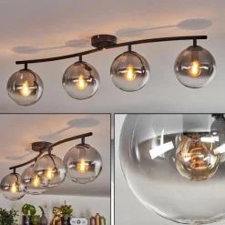hofstein Gastor Plafonnier, Boule lumineuse Clair, Fumé, 4 lumières