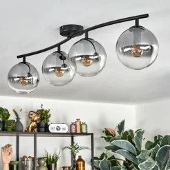 hofstein Gastor Plafonnier, Boule lumineuse Clair, Fumé, 4 lumières