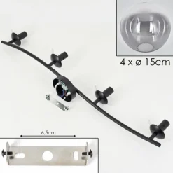 hofstein Gastor Plafonnier, Boule lumineuse Clair, Fumé, 4 lumières