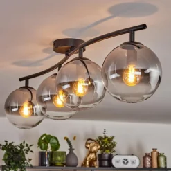 hofstein Gastor Plafonnier, Boule lumineuse Clair, Fumé, 4 lumières