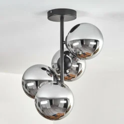 Suspension Verre Fumé-hofstein Gastor Plafonnier, Boule lumineuse Chrome, Fumé, 4 lumières