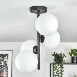 hofstein Gastor Plafonnier, Boule lumineuse Transparent, 4 lumières