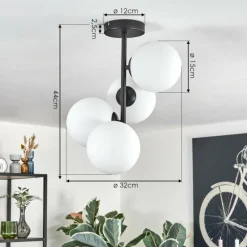 hofstein Gastor Plafonnier, Boule lumineuse Transparent, 4 lumières