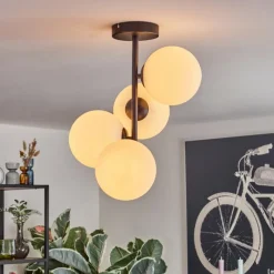 hofstein Gastor Plafonnier, Boule lumineuse Transparent, 4 lumières