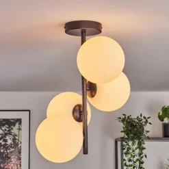 hofstein Gastor Plafonnier, Boule lumineuse Transparent, 4 lumières