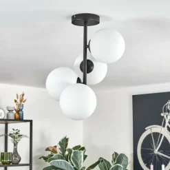 hofstein Gastor Plafonnier, Boule lumineuse Transparent, 4 lumières