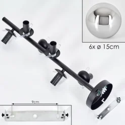 hofstein Gastor Plafonnier, Boule lumineuse Chrome, Fumé, 6 lumières