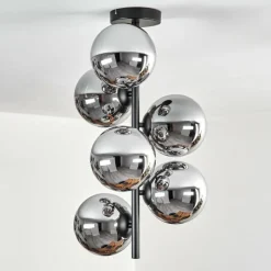 hofstein Gastor Plafonnier, Boule lumineuse Chrome, Fumé, 6 lumières