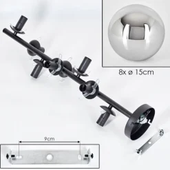 hofstein Gastor Plafonnier, Boule lumineuse Chrome, Fumé, 8 lumières