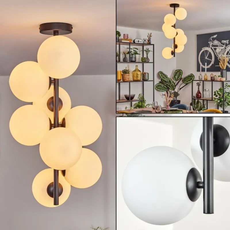 hofstein Gastor Plafonnier, Boule lumineuse Transparent, 8 lumières