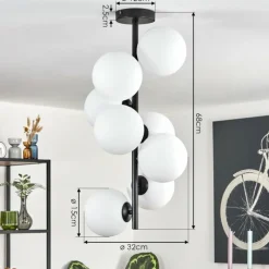 hofstein Gastor Plafonnier, Boule lumineuse Transparent, 8 lumières