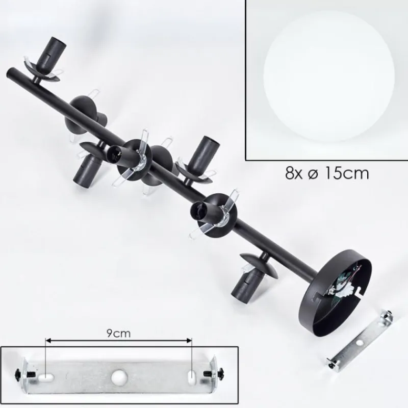 hofstein Gastor Plafonnier, Boule lumineuse Transparent, 8 lumières