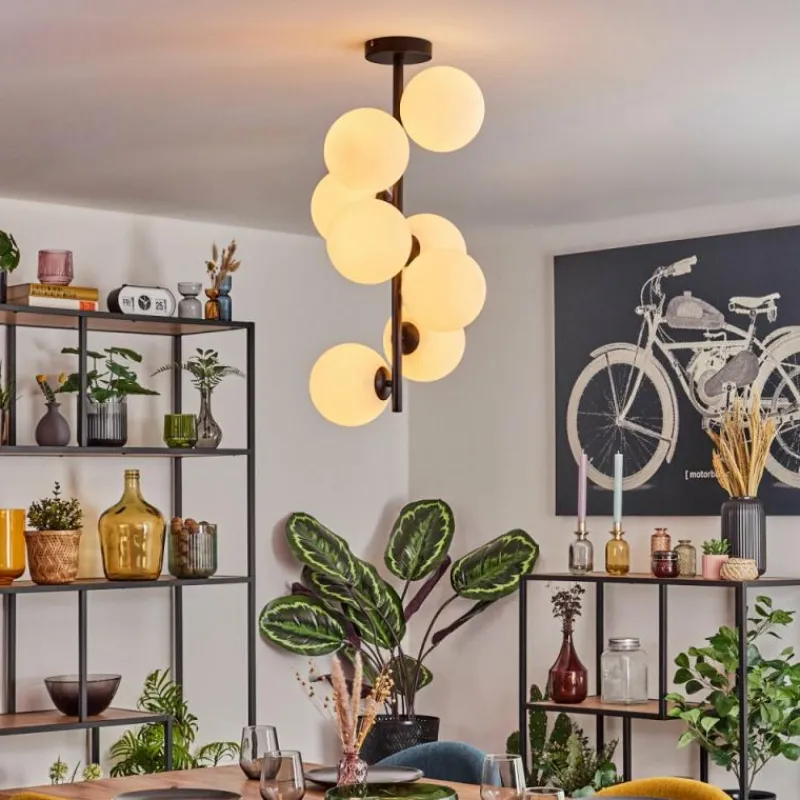 hofstein Gastor Plafonnier, Boule lumineuse Transparent, 8 lumières