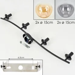 hofstein Gastor Plafonnier, Boule lumineuse Ambre, Clair, Fumé, 4 lumières