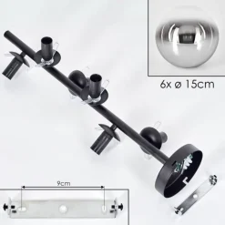 hofstein Gastor Plafonnier, Boule lumineuse Chrome, Fumé, 6 lumières