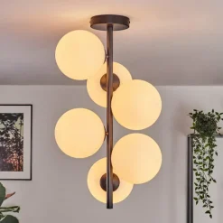 hofstein Gastor Plafonnier, Boule lumineuse Transparent, 6 lumières