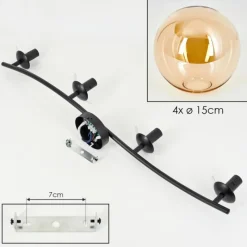 hofstein Gastor Plafonnier, Boule lumineuse Ambre, 4 lumières