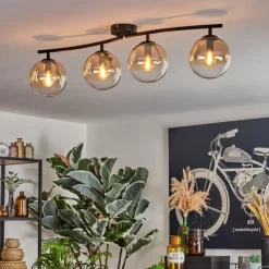 hofstein Gastor Plafonnier, Boule lumineuse Ambre, Clair, 4 lumières