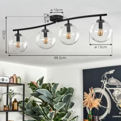 hofstein Gastor Plafonnier, Boule lumineuse Clair, 4 lumières