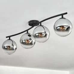 hofstein Gastor Plafonnier, Boule lumineuse Chrome, Clair, Fumé, 4 lumières