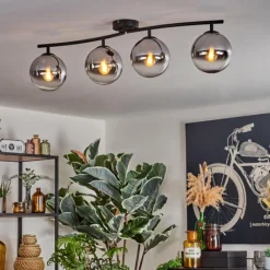 hofstein Gastor Plafonnier, Boule lumineuse Chrome, Clair, Fumé, 4 lumières