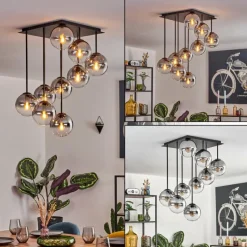 hofstein Gastor Plafonnier, Boule lumineuse Clair, Fumé, 9 lumières