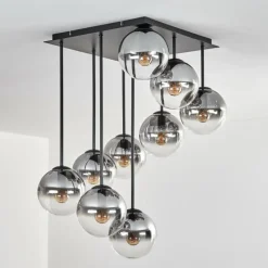 hofstein Gastor Plafonnier, Boule lumineuse Clair, Fumé, 9 lumières