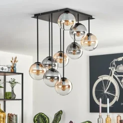 hofstein Gastor Plafonnier, Boule lumineuse Ambre, Clair, Fumé, 9 lumières
