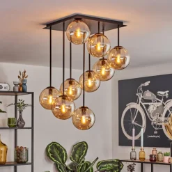 hofstein Gastor Plafonnier, Boule lumineuse Ambre, 9 lumières