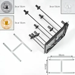 hofstein Gastor Plafonnier, Boule lumineuse Ambre, Clair, Fumé, 9 lumières