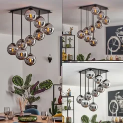 hofstein Gastor Plafonnier, Boule lumineuse Chrome, Fumé, 9 lumières