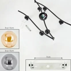 hofstein Gastor Plafonnier, Boule lumineuse Ambre, Fumé, 6 lumières