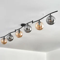 hofstein Gastor Plafonnier, Boule lumineuse Ambre, Fumé, 6 lumières