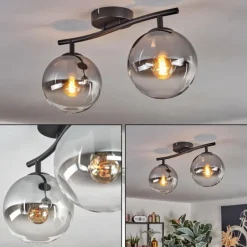 hofstein Gastor Plafonnier, Boule lumineuse Clair, Fumé, 2 lumières